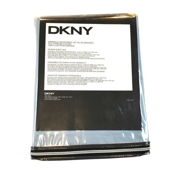 DKNY Queen Sheet Set BL Wrinkle Resistant Cotton Sateen NWT - Picture 2 of 4